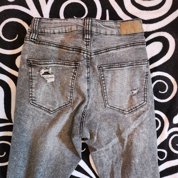 BLACK distressed acid wash stretchy ripped jeans punk emo y2k - Picture 6 of 9